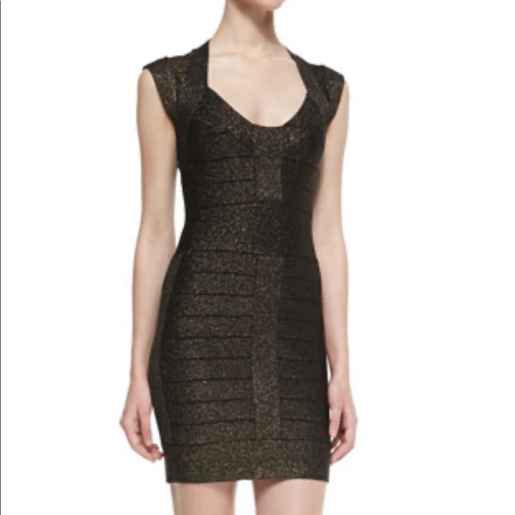 French connection black and gold bandage dress. - Picture 2 of 5